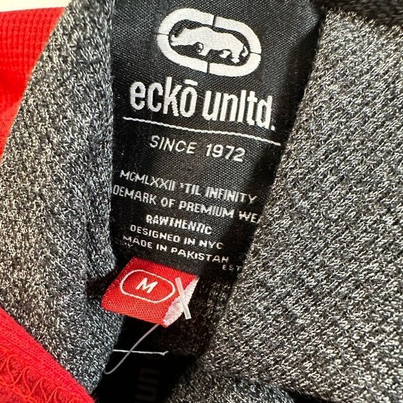 NWT Ecko Unlimited Men's Red and Gray Theal Long Sleeve Hoodie - Size Medium - Picture 4 of 7